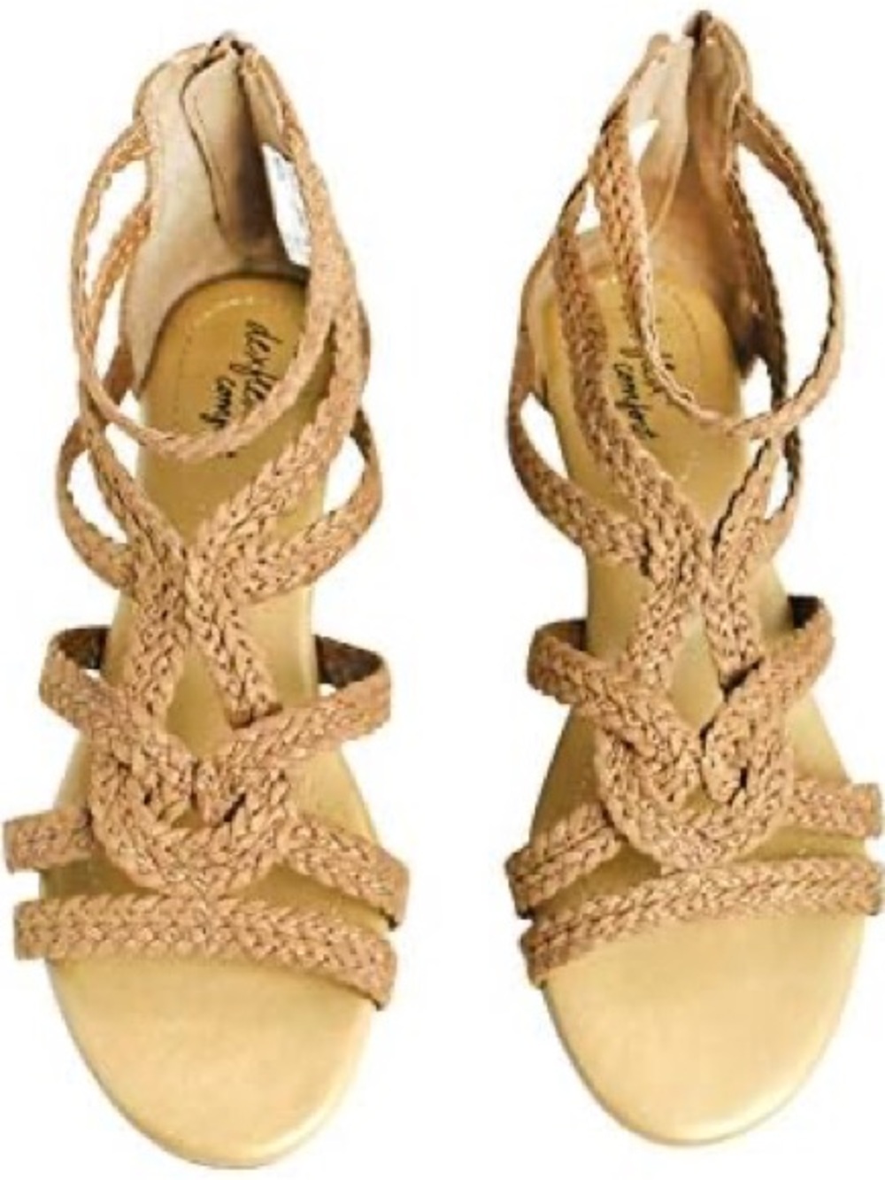 Dexflex Comfort Braided Strappy Sandals in Tan